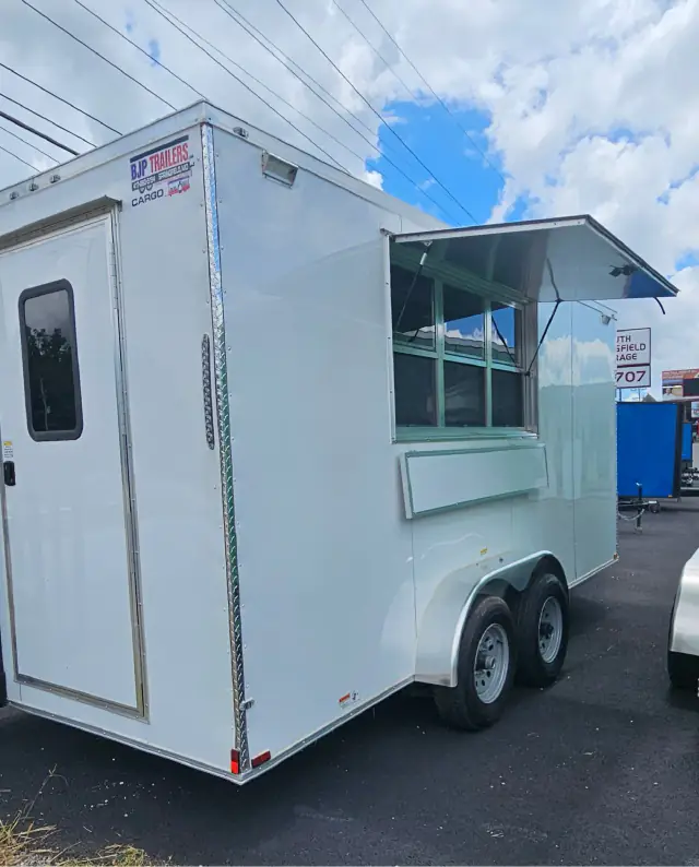 7×16TA3 White Concession Trailer #70445 — exterior view