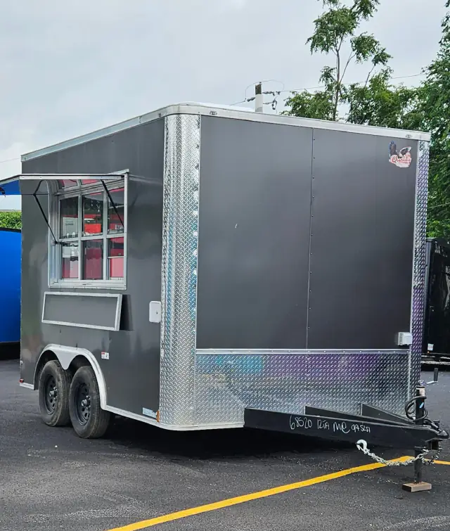 8.5×12 Gray Concession Trailer #68520 — exterior view