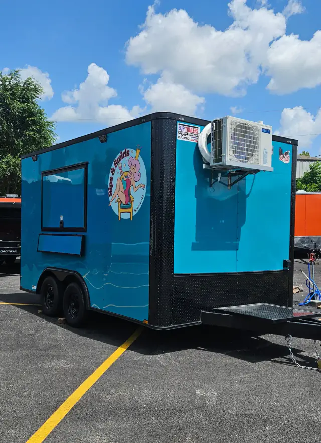 8.5×14TA Water Blue Concession Trailer #71905 — exterior view